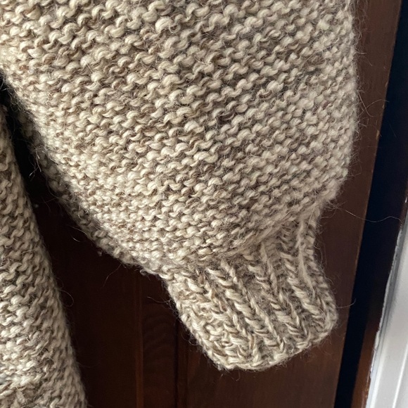 Vintage hand knit wool blend heavy open front sweater cardigan - Picture 4 of 5